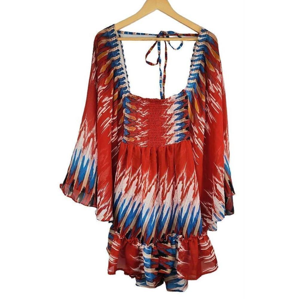 Erica Brooke Collection Women's Plus Smocked Boho Top Size 22